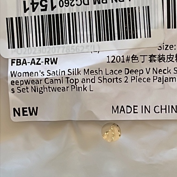 Women’s Satin Mesh Lace Deep V Neck Cami and Shorts, 2 pcs Set, Size L - Picture 11 of 11